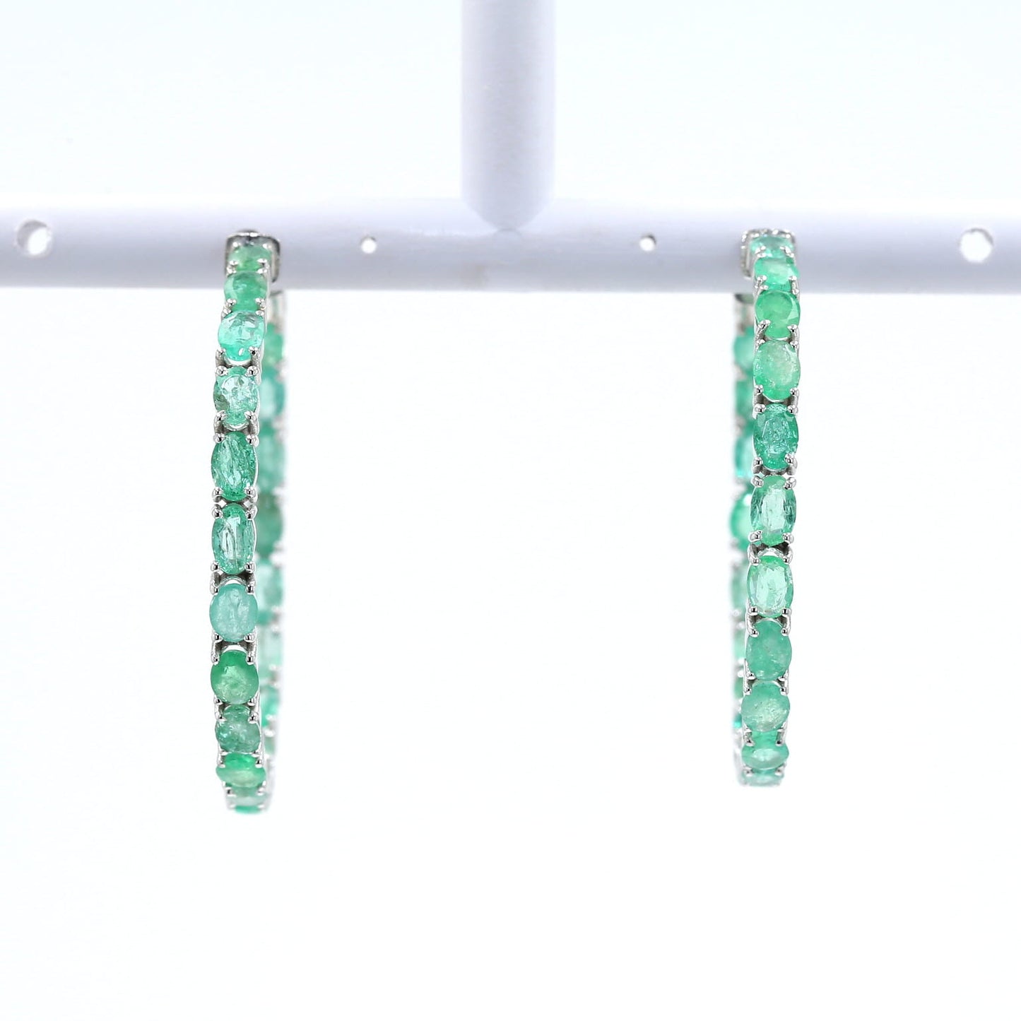 Colombian Emerald Earrings (1 pair): 12.5 ct tw Emeralds, 14K White Gold