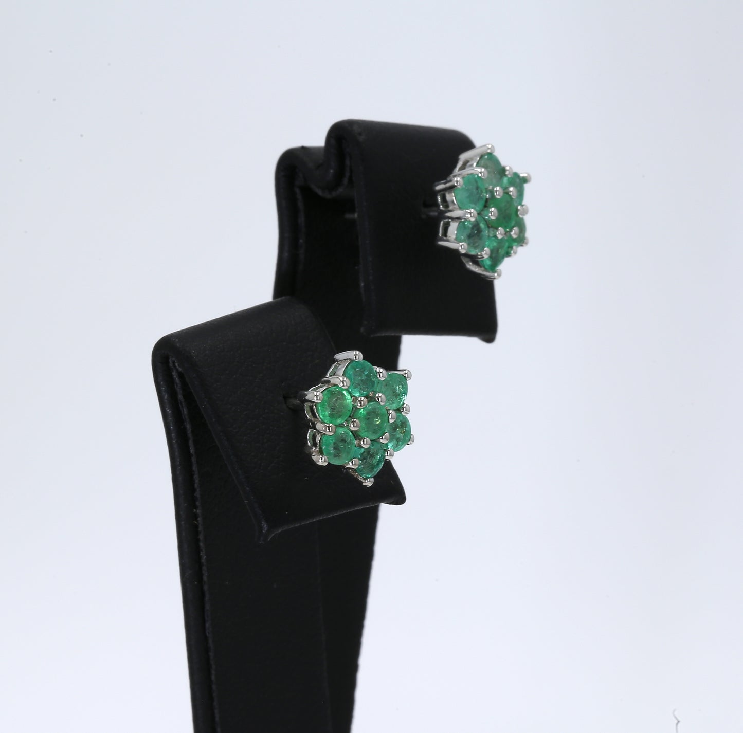 Colombian Emerald Earrings (1 pair): 2.10 ct tw Emeralds, 14K White Gold