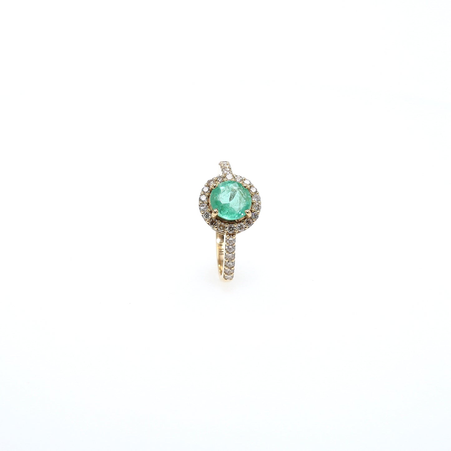 Colombian Emerald Ring: 1.33 ct tw Emeralds, 0.52 ct tw Diamonds, 14K Yellow Gold