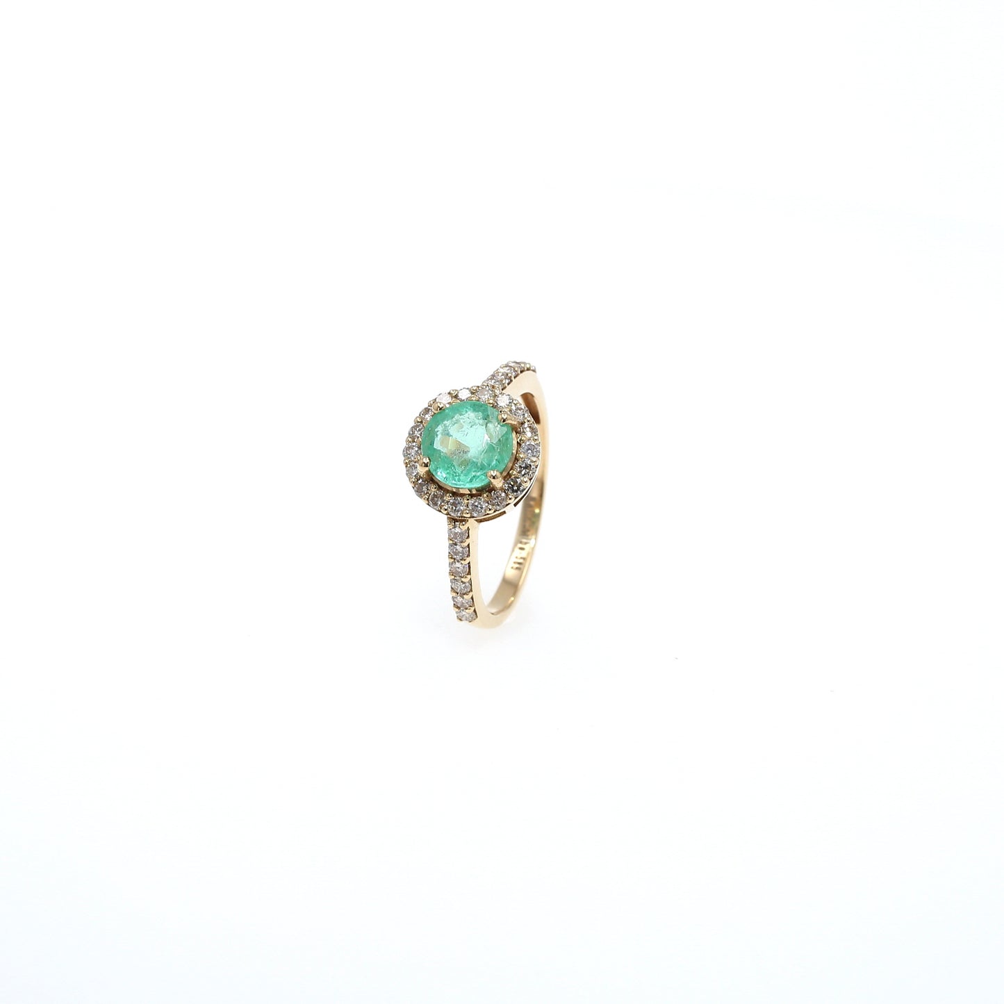 Colombian Emerald Ring: 1.33 ct tw Emeralds, 0.52 ct tw Diamonds, 14K Yellow Gold