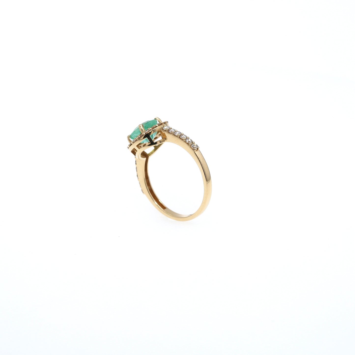 Colombian Emerald Ring: 1.33 ct tw Emeralds, 0.52 ct tw Diamonds, 14K Yellow Gold