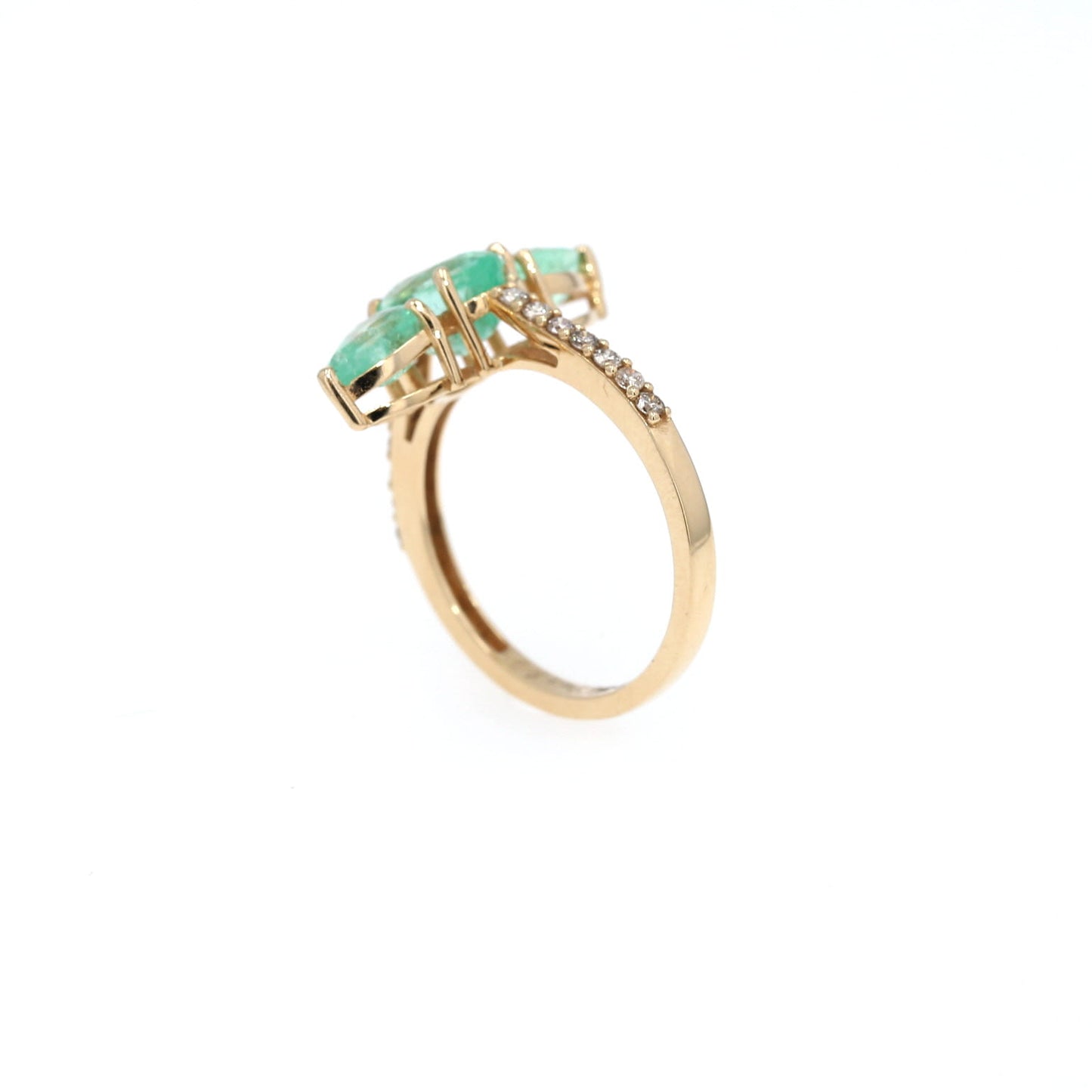 Colombian Emerald Ring: 2.68 ct tw Emeralds, 0.5 ct tw Diamonds, 14K Yellow Gold