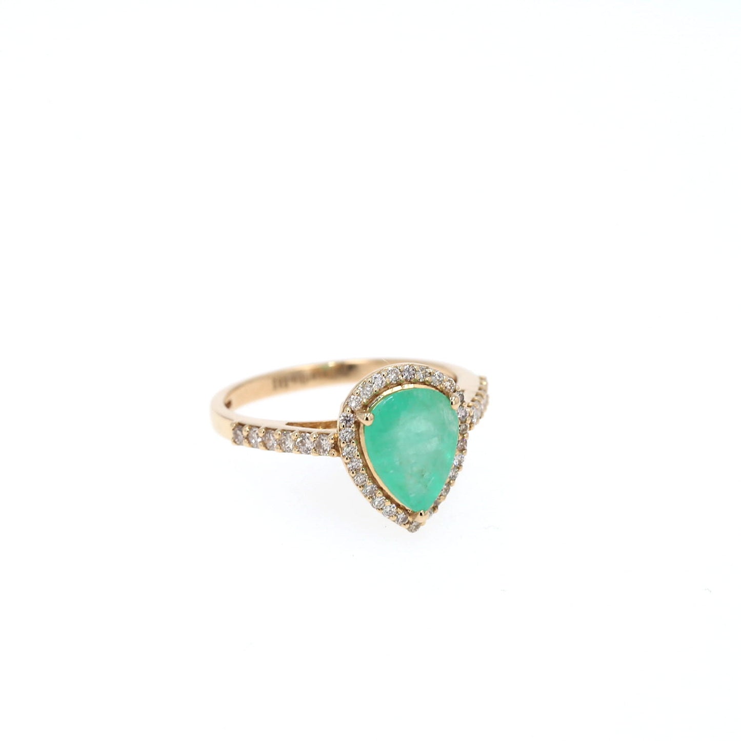 Colombian Emerald Ring: 1.9 ct tw Emeralds, 0.52 ct tw Diamonds, 14K Yellow Gold