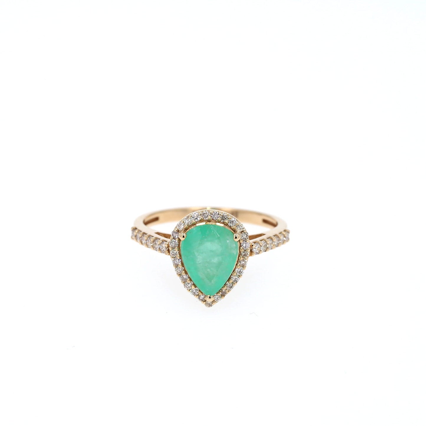 Colombian Emerald Ring: 1.9 ct tw Emeralds, 0.52 ct tw Diamonds, 14K Yellow Gold