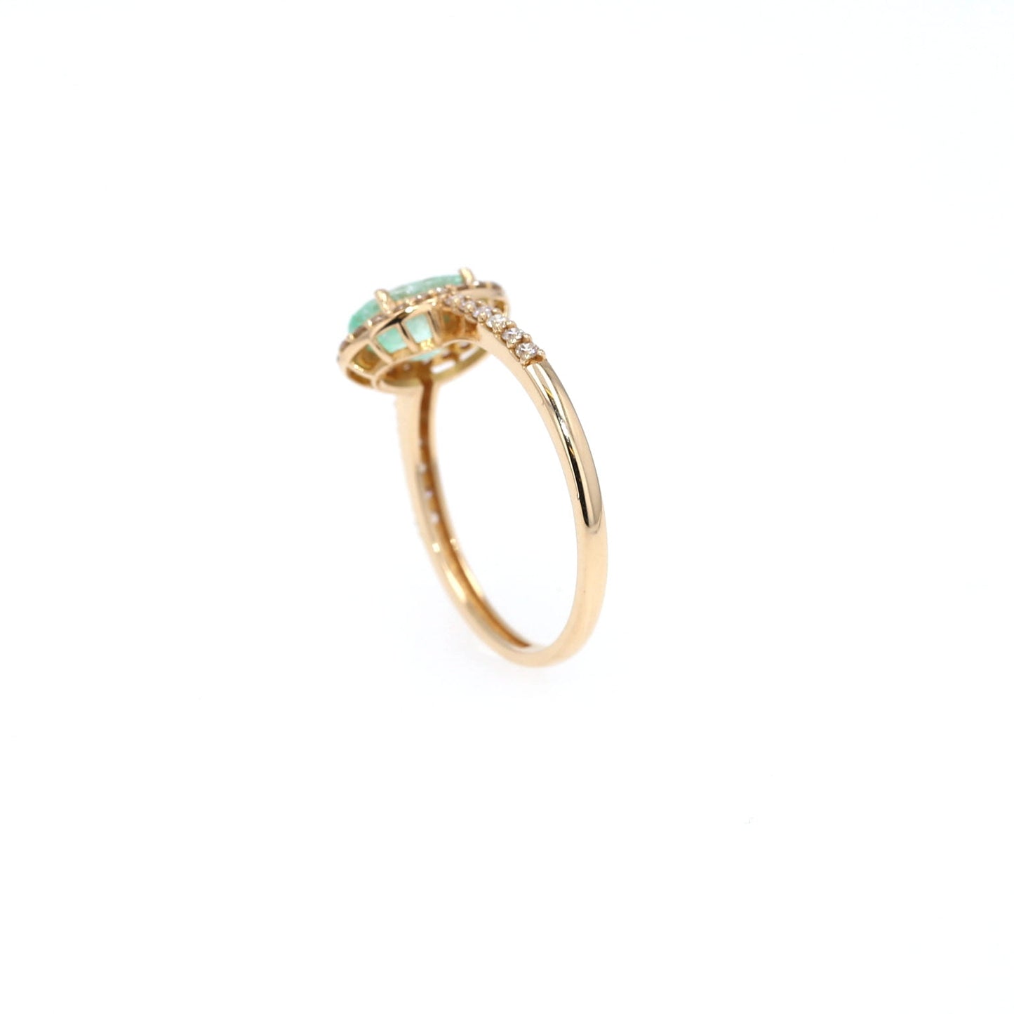 Colombian Emerald Ring: 1.2 ct tw Emeralds, 0.42 ct tw Diamonds, 14K Yellow Gold