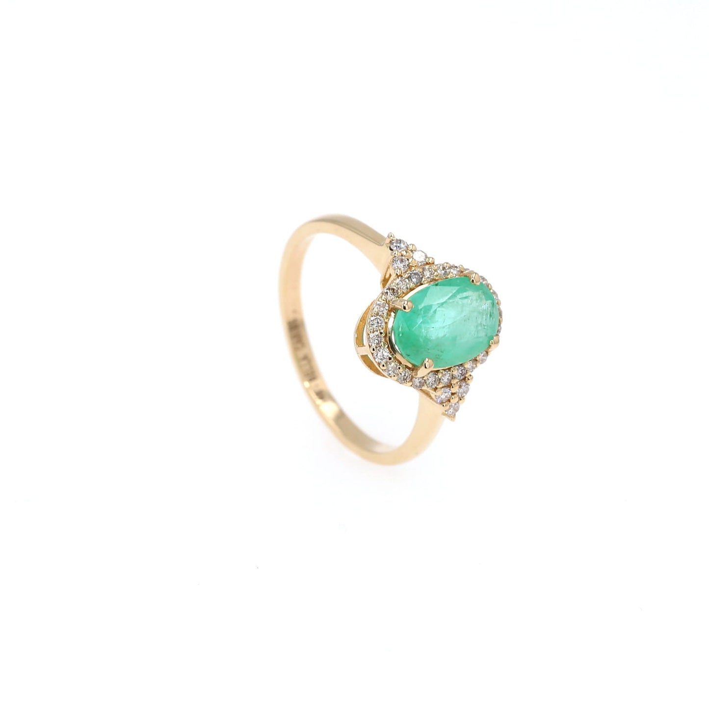 Colombian Emerald Ring: 1.8 ct tw Emeralds, 0.65 ct tw Diamonds, 14K Yellow Gold