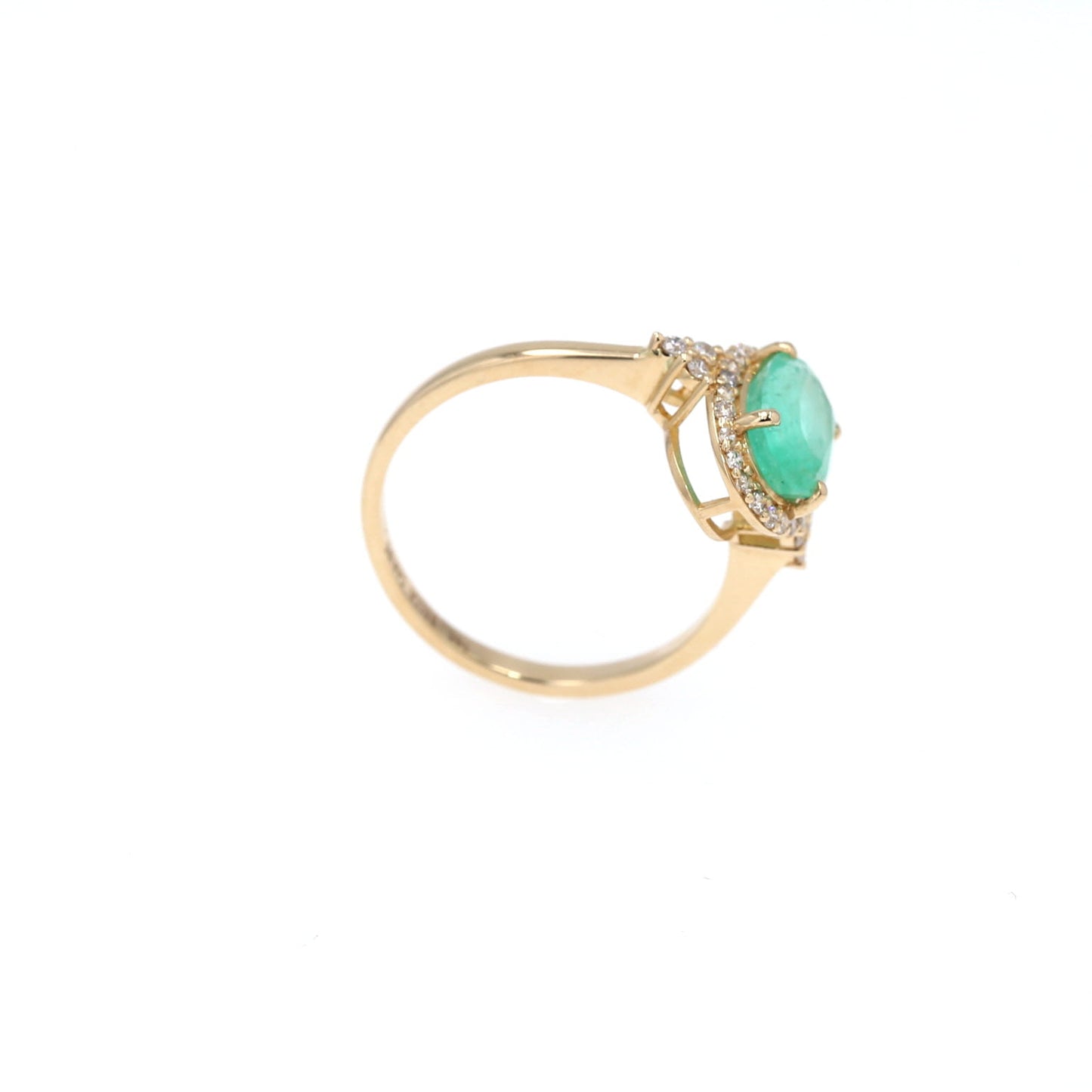 Colombian Emerald Ring: 1.8 ct tw Emeralds, 0.65 ct tw Diamonds, 14K Yellow Gold