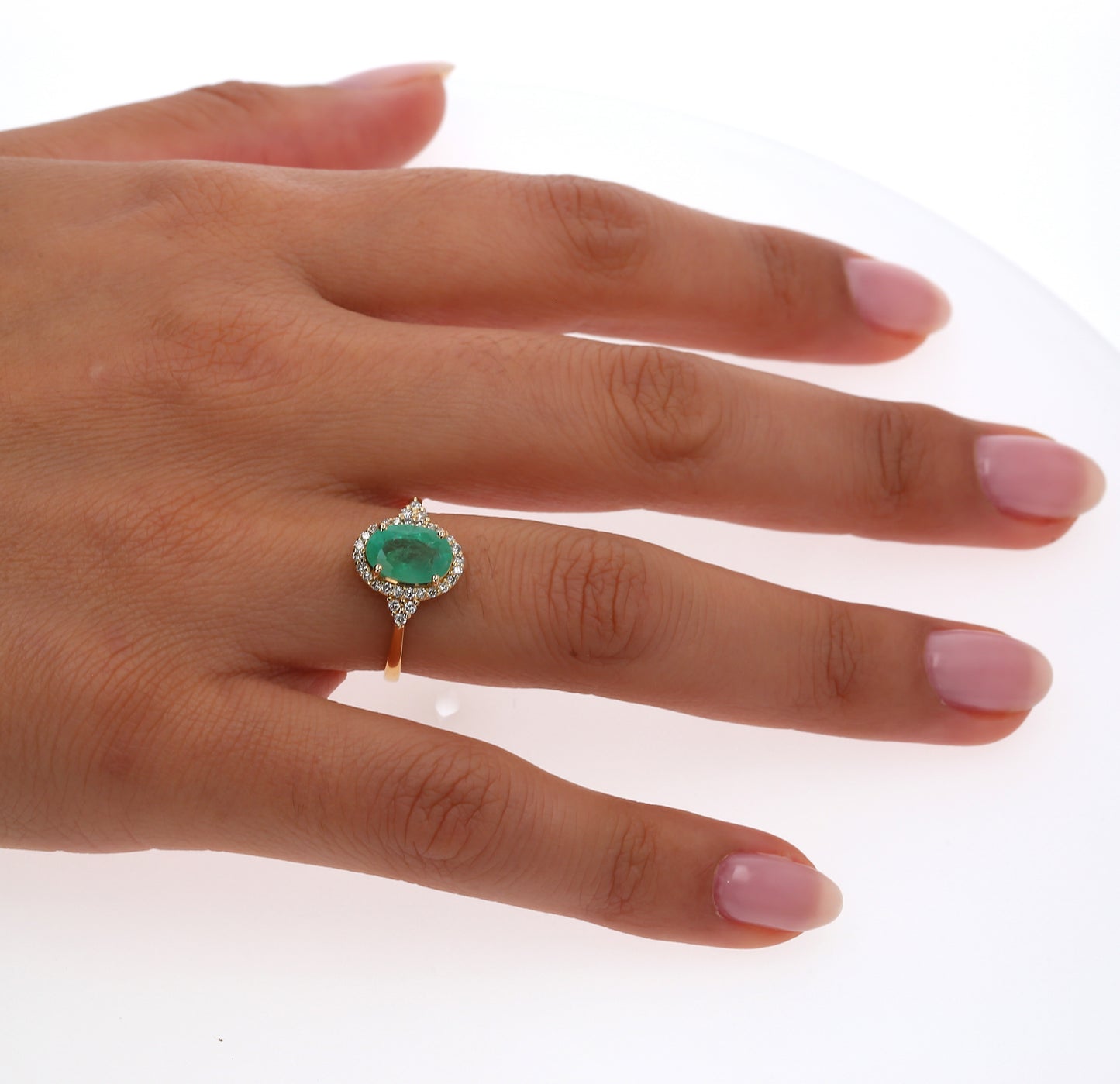 Colombian Emerald Ring: 1.8 ct tw Emeralds, 0.65 ct tw Diamonds, 14K Yellow Gold