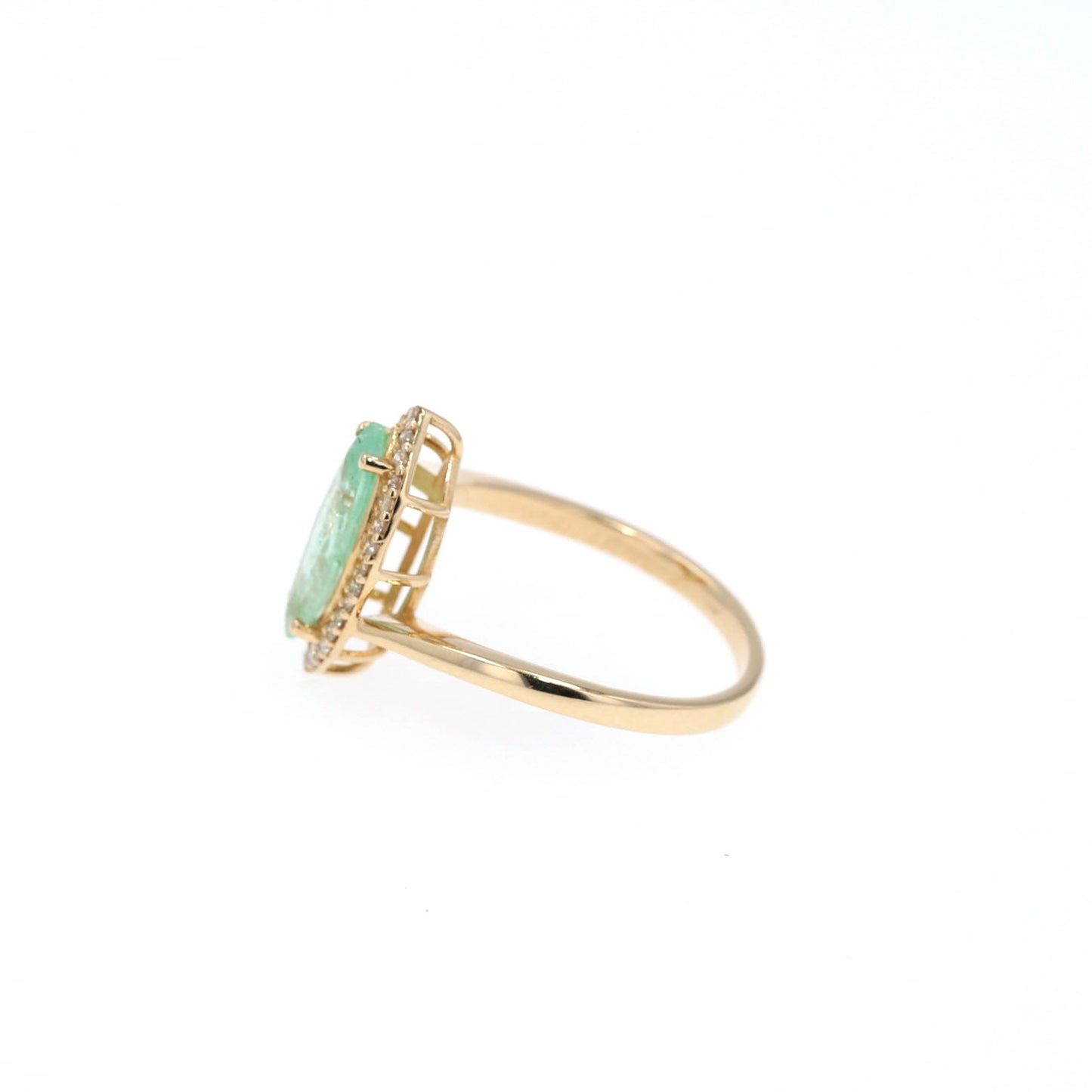 Colombian Emerald Ring: 1.45 ct tw Emeralds, 0.4 ct tw Diamonds, 14K Yellow Gold