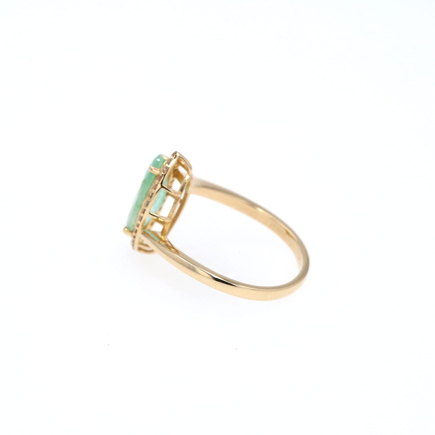 Colombian Emerald Ring: 1.45 ct tw Emeralds, 0.4 ct tw Diamonds, 14K Yellow Gold