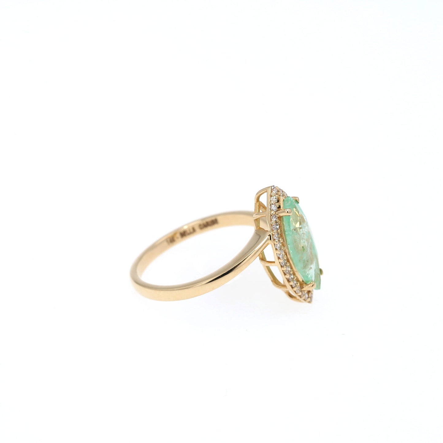 Colombian Emerald Ring: 1.45 ct tw Emeralds, 0.4 ct tw Diamonds, 14K Yellow Gold