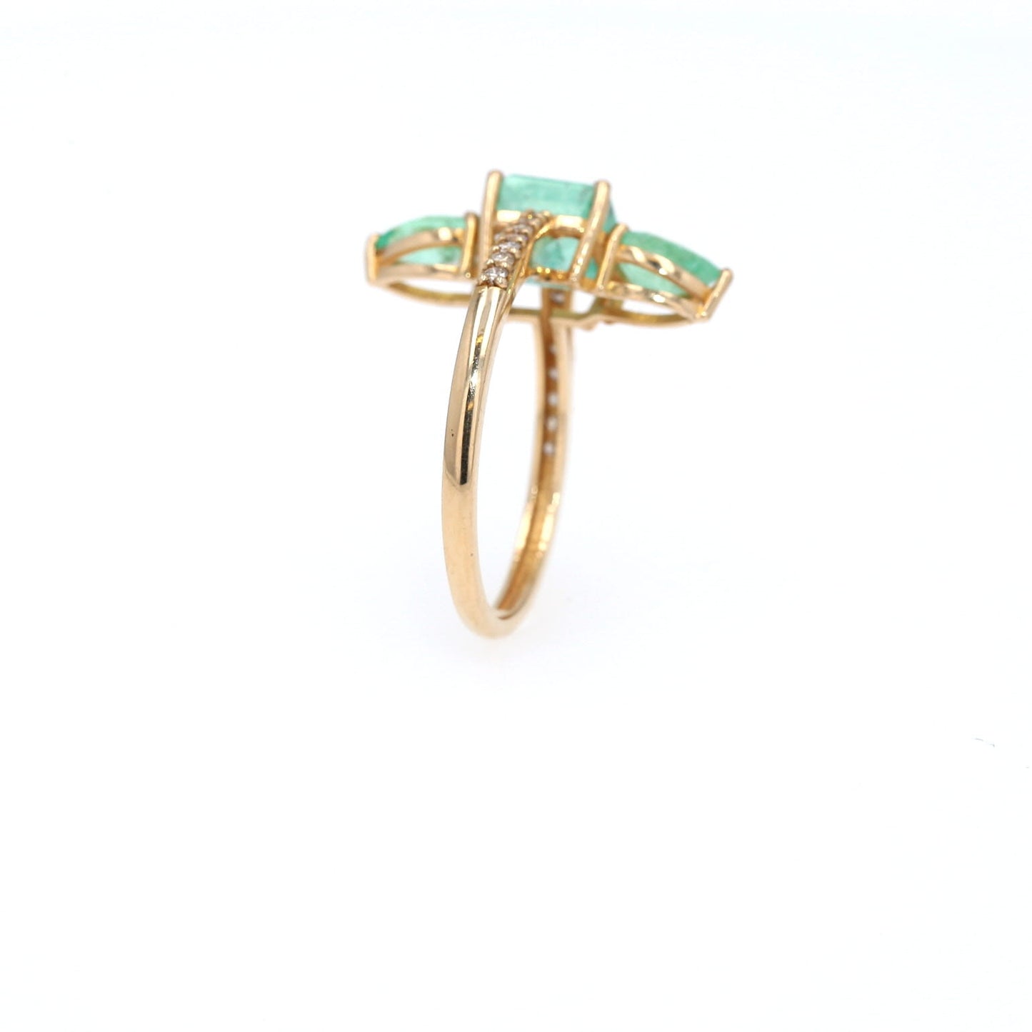 Colombian Emerald Ring: 1.94 ct tw Emeralds, 0.28 ct tw Diamonds, 14K Yellow Gold