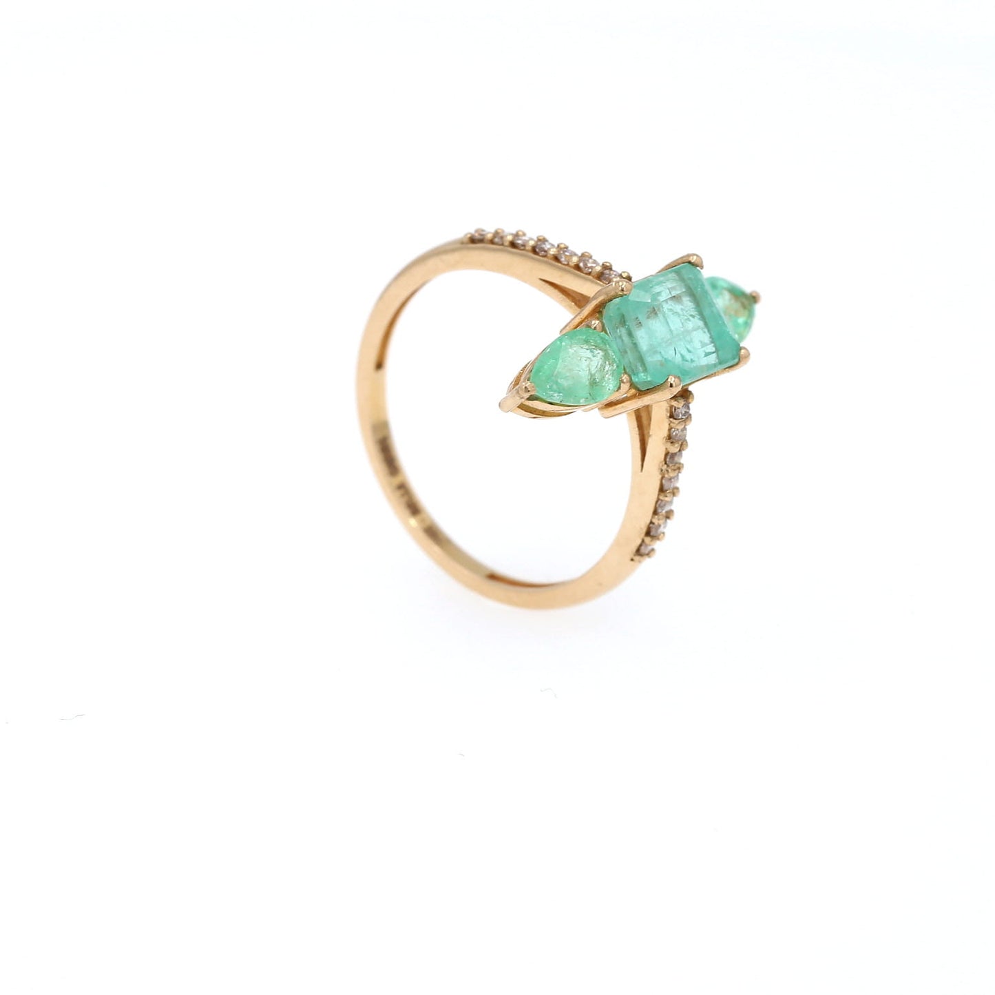 Colombian Emerald Ring: 1.94 ct tw Emeralds, 0.28 ct tw Diamonds, 14K Yellow Gold