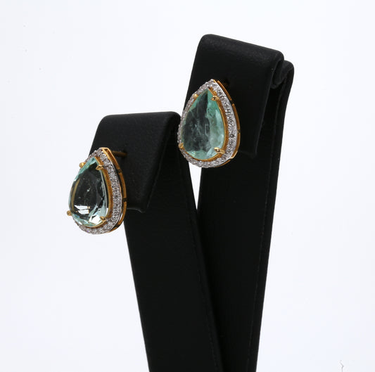 Colombian Emerald Earrings (1 pair): 3.05 ct tw Emeralds, 0.7 ct tw Diamonds, 14K White Gold