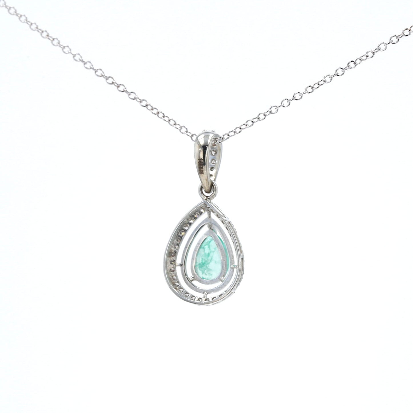 Colombian Emerald Pendant: 1.55 ct tw Emeralds, 0.70 ct tw Diamonds, 14K White Gold