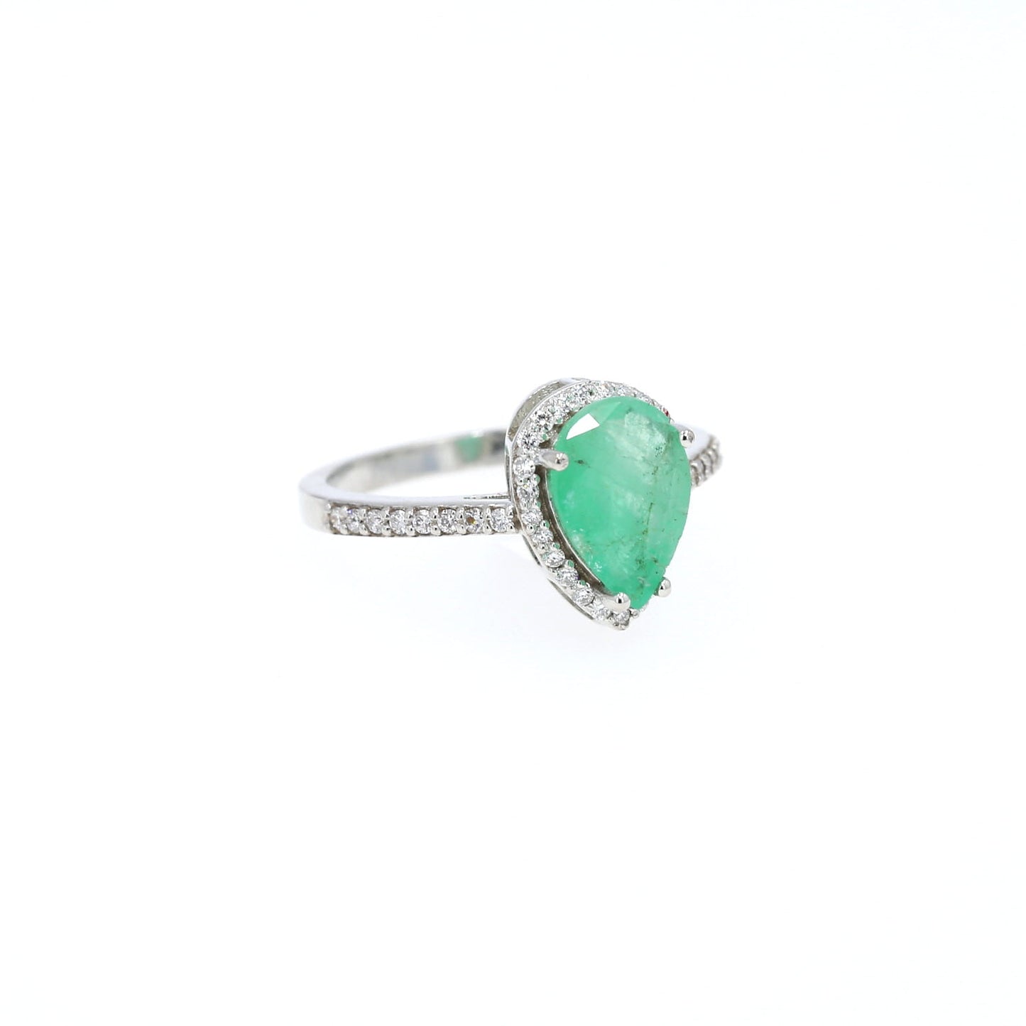 Colombian Emerald Ring: 1.85 ct tw Emeralds, 1.2 ct tw Diamonds, 14K White Gold