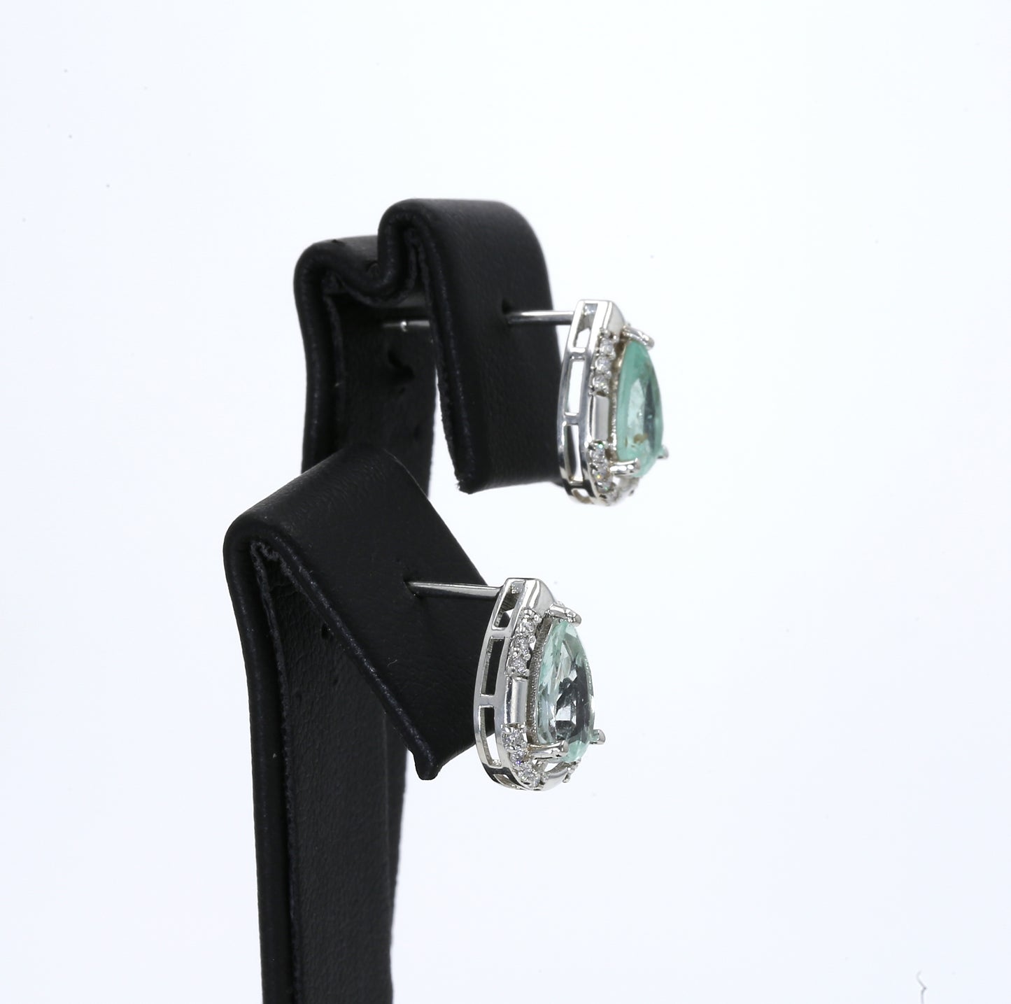 Colombian Emerald Earrings (1 pair): 1.65 ct tw Emeralds, 0.20 ct tw Diamonds, 14K White Gold