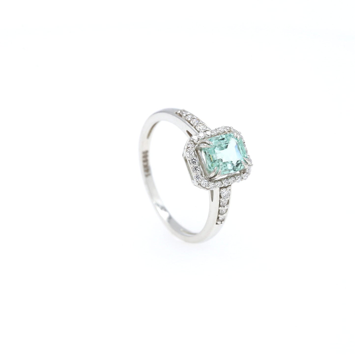 Colombian Emerald Ring: 1.05 ct tw Emeralds, 0.60 ct tw Diamonds, 14K White Gold