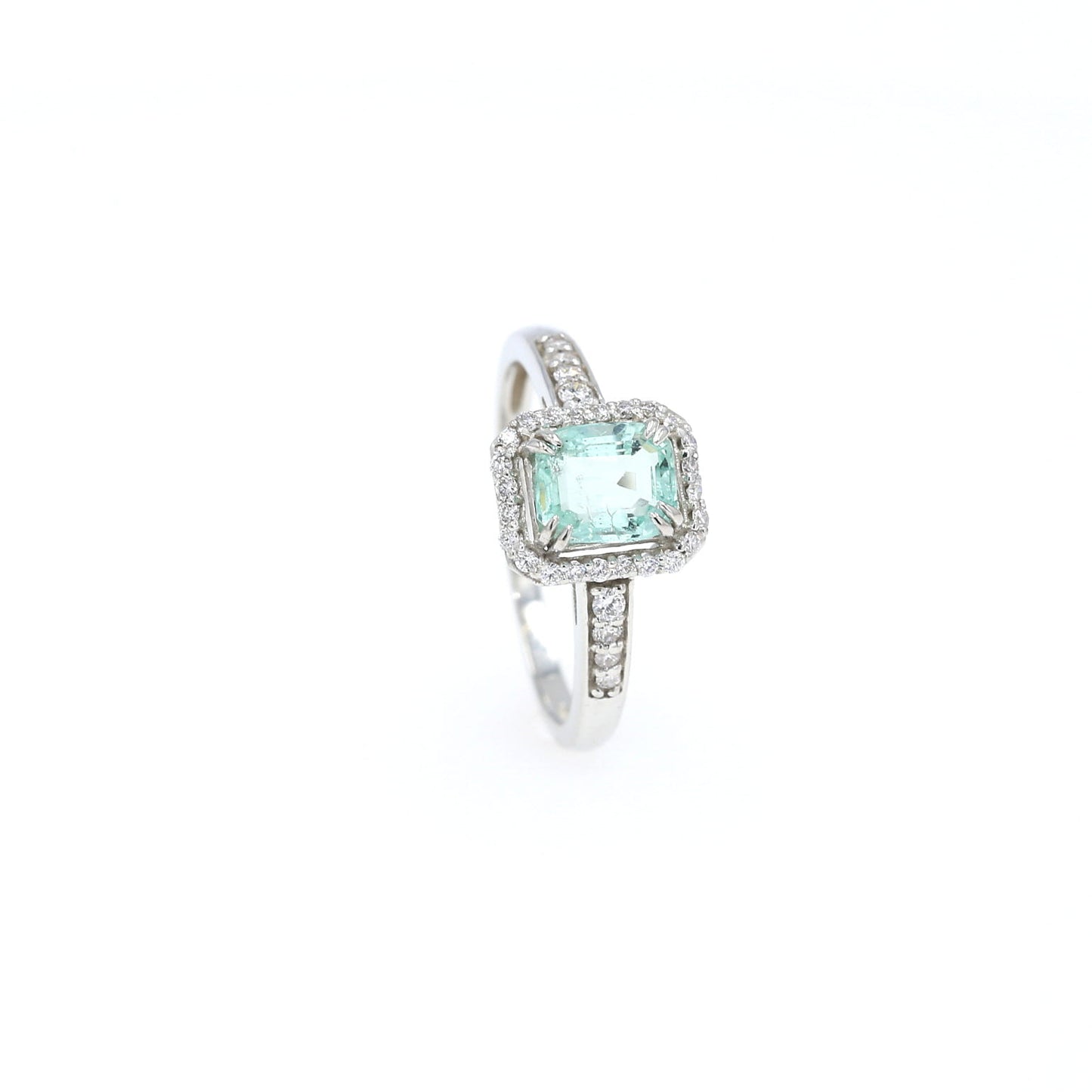 Colombian Emerald Ring: 1.05 ct tw Emeralds, 0.60 ct tw Diamonds, 14K White Gold