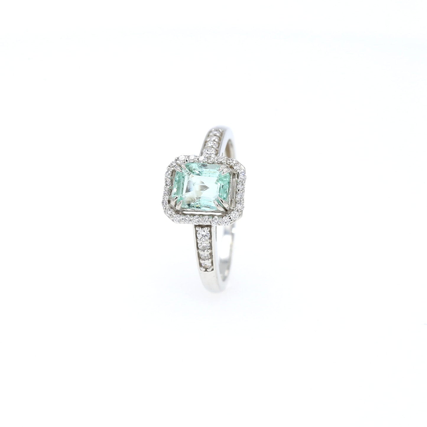 Colombian Emerald Ring: 1.05 ct tw Emeralds, 0.60 ct tw Diamonds, 14K White Gold