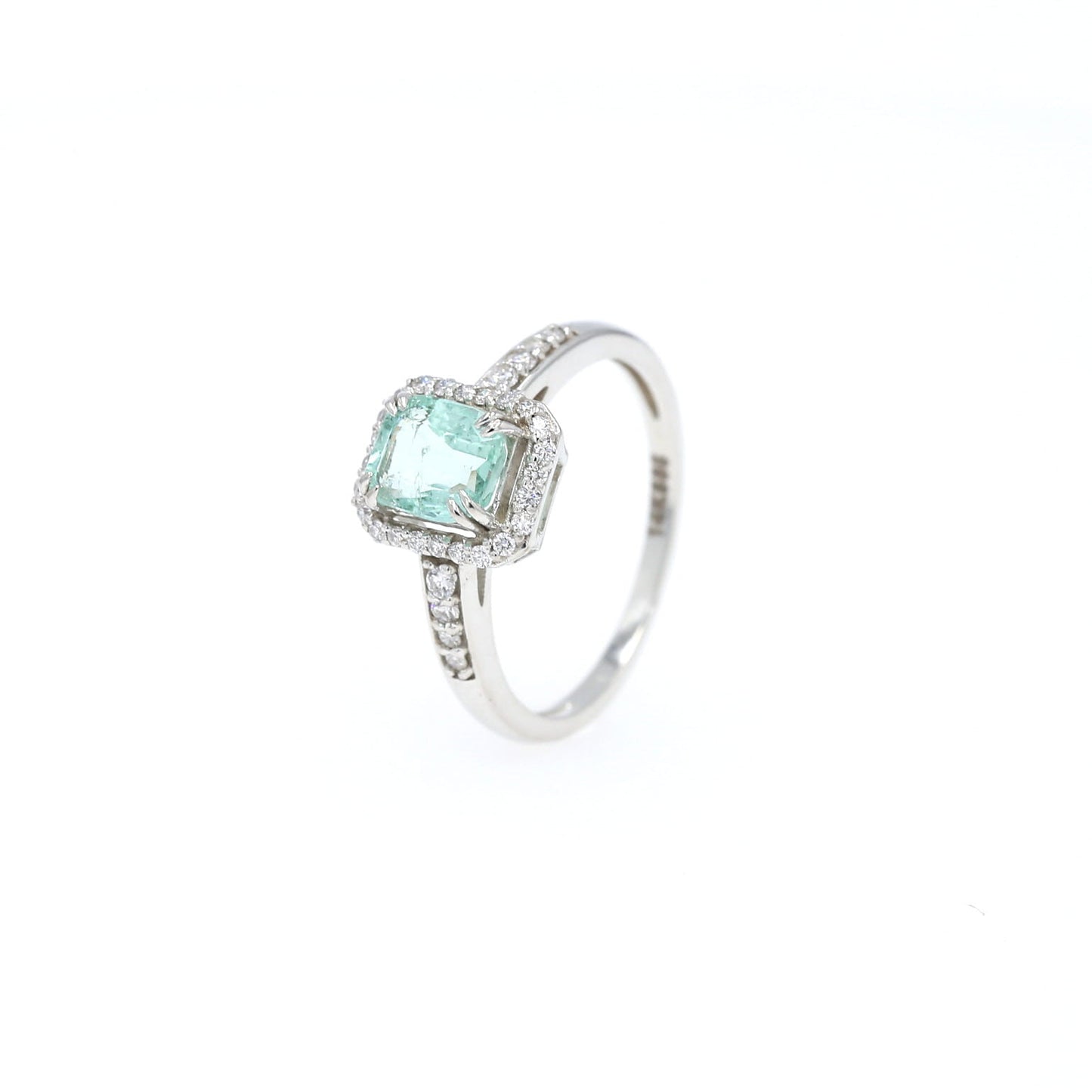 Colombian Emerald Ring: 1.05 ct tw Emeralds, 0.60 ct tw Diamonds, 14K White Gold