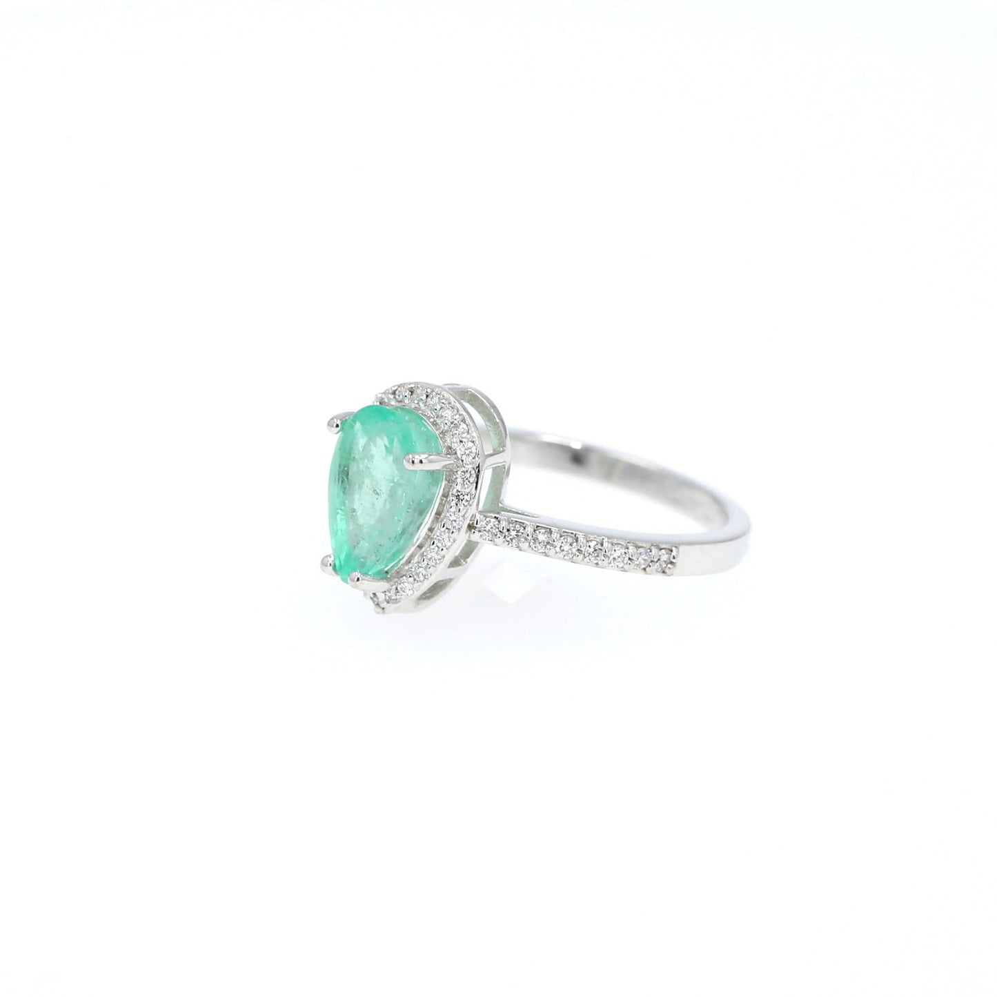 Colombian Emerald Ring: 1.85 ct tw Emeralds, 0.70ct tw Diamonds, 14K White Gold