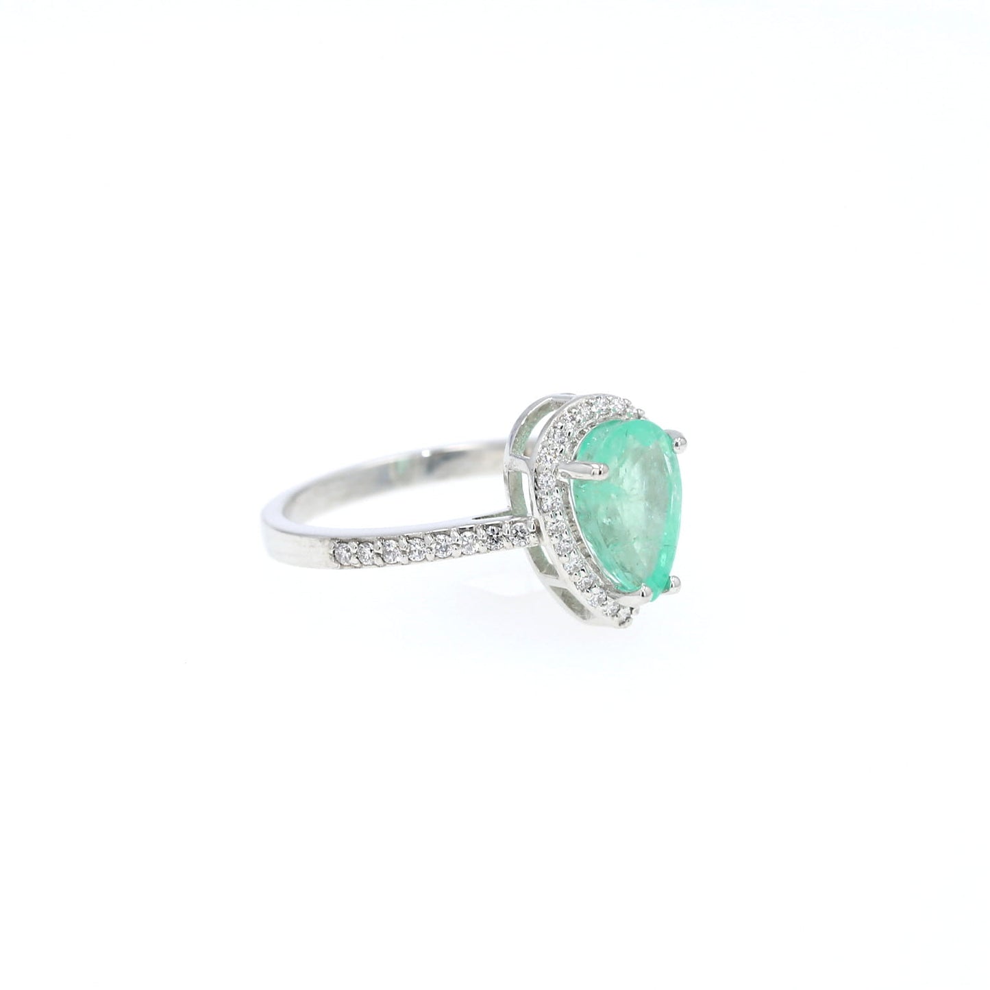 Colombian Emerald Ring: 1.85 ct tw Emeralds, 0.70ct tw Diamonds, 14K White Gold