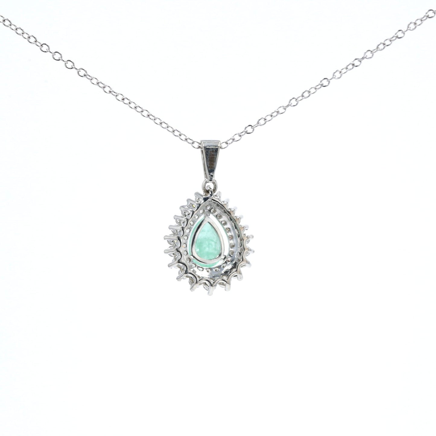 Colombian Emerald Pendant: 0.85 ct tw Emeralds, 1.60 ct tw Diamonds, 14K White Gold