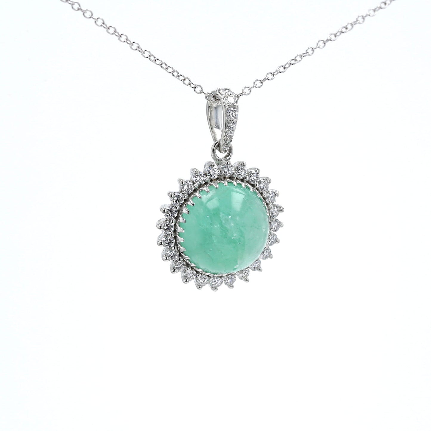 Colombian Emerald Pendant: 9.05 ct tw Emeralds, 1.10 ct tw Diamonds, 14K White Gold