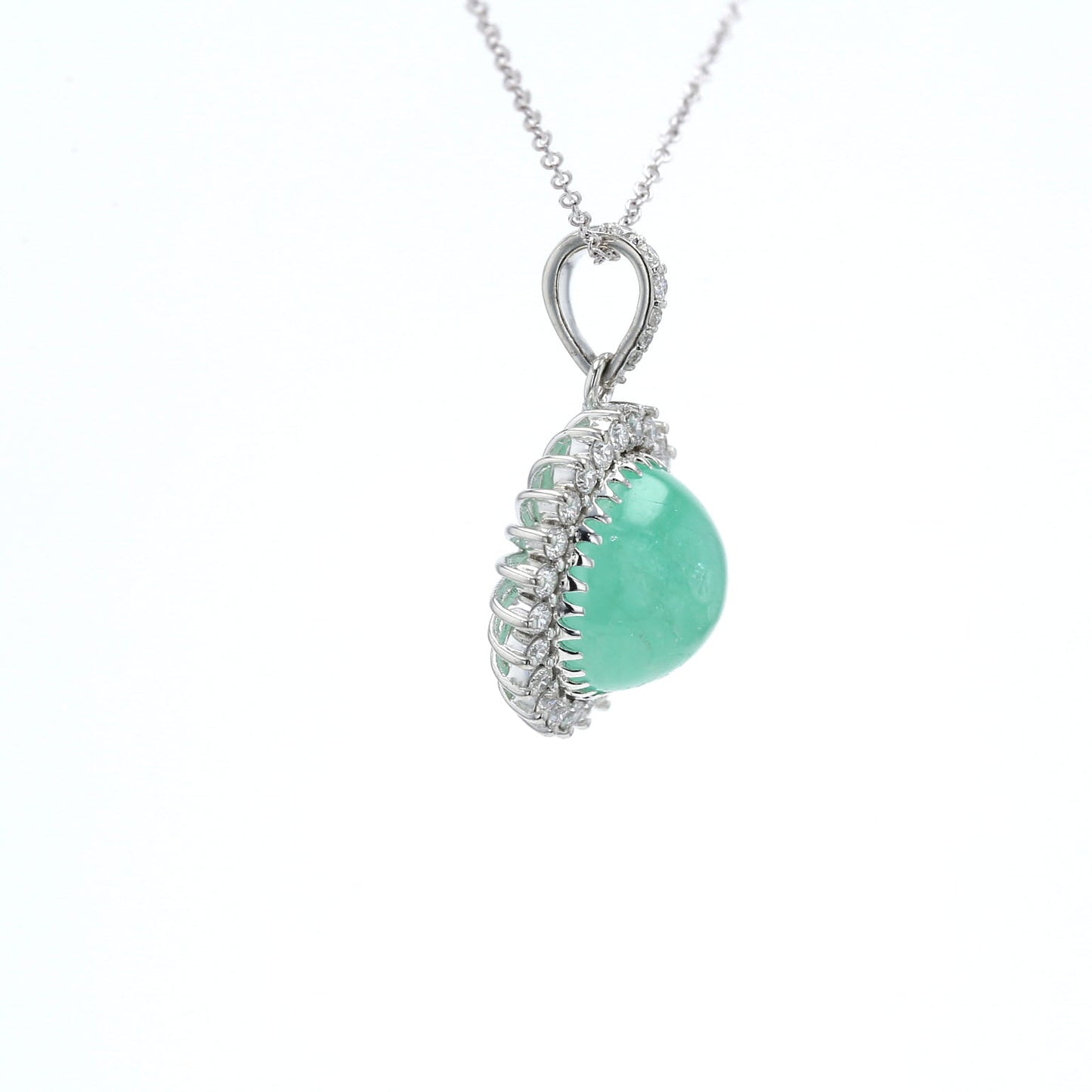 Colombian Emerald Pendant: 9.05 ct tw Emeralds, 1.10 ct tw Diamonds, 14K White Gold