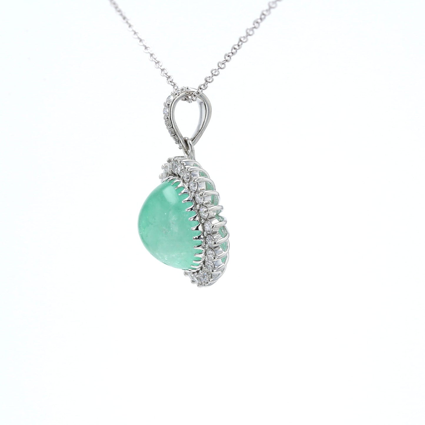 Colombian Emerald Pendant: 9.05 ct tw Emeralds, 1.10 ct tw Diamonds, 14K White Gold