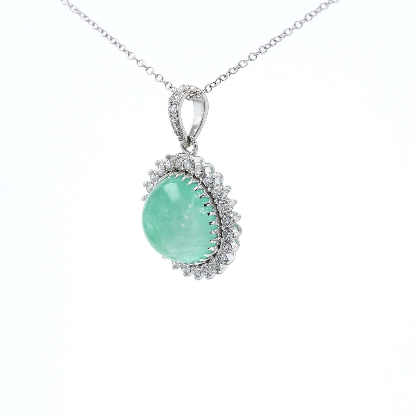 Colombian Emerald Pendant: 9.05 ct tw Emeralds, 1.10 ct tw Diamonds, 14K White Gold