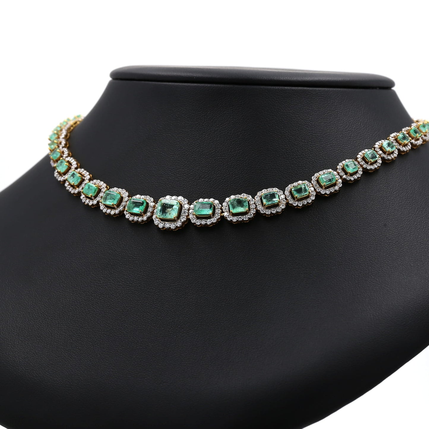 Colombian Emerald Necklace: 14.30 ct tw Emeralds, 7.35 ct tw Diamonds, 14K White Gold