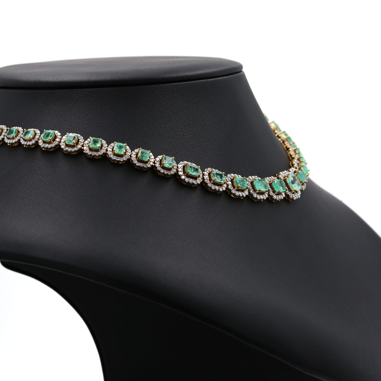 Colombian Emerald Necklace: 14.30 ct tw Emeralds, 7.35 ct tw Diamonds, 14K White Gold