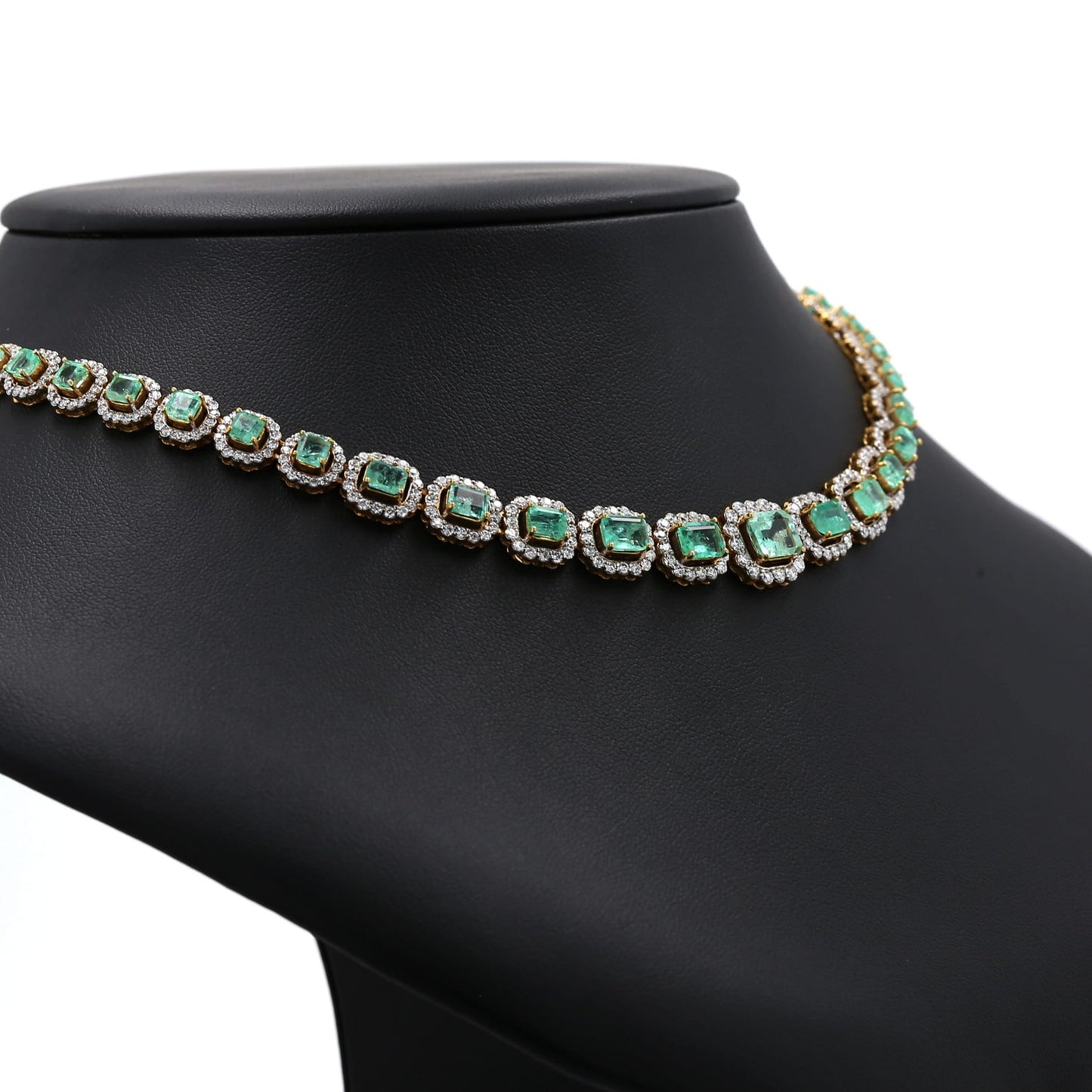 Colombian Emerald Necklace: 14.30 ct tw Emeralds, 7.35 ct tw Diamonds, 14K White Gold