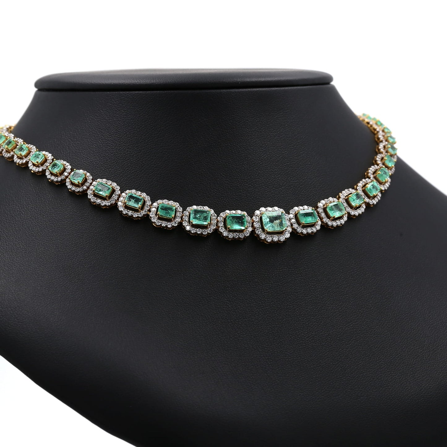 Colombian Emerald Necklace: 14.30 ct tw Emeralds, 7.35 ct tw Diamonds, 14K White Gold