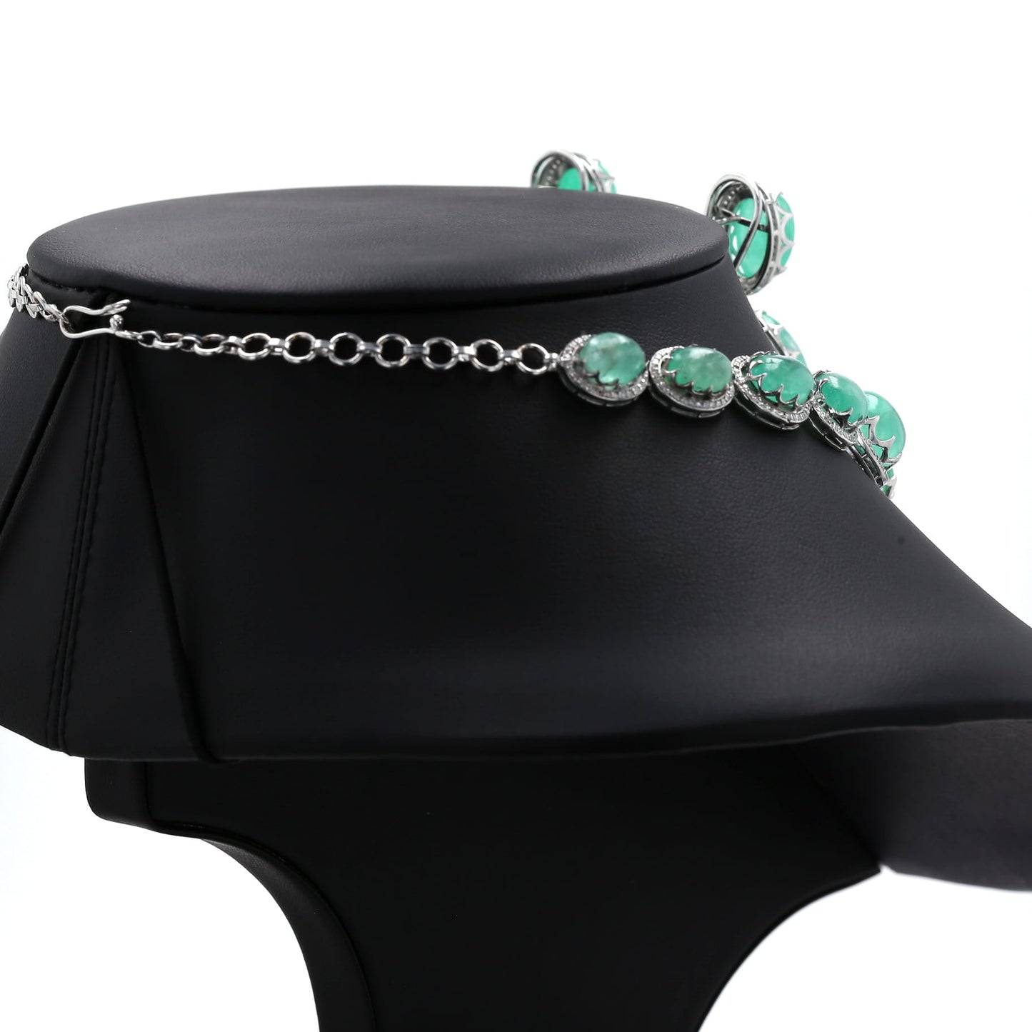 Colombian Emerald Necklace & Earrings: 188.75 ct tw Emeralds, 9.33 ct tw Diamonds, 14K White Gold