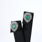 Colombian Emerald Earrings (1 pair): 0.95 ct tw Emeralds, 1.30 ct tw Diamonds, 14K White Gold
