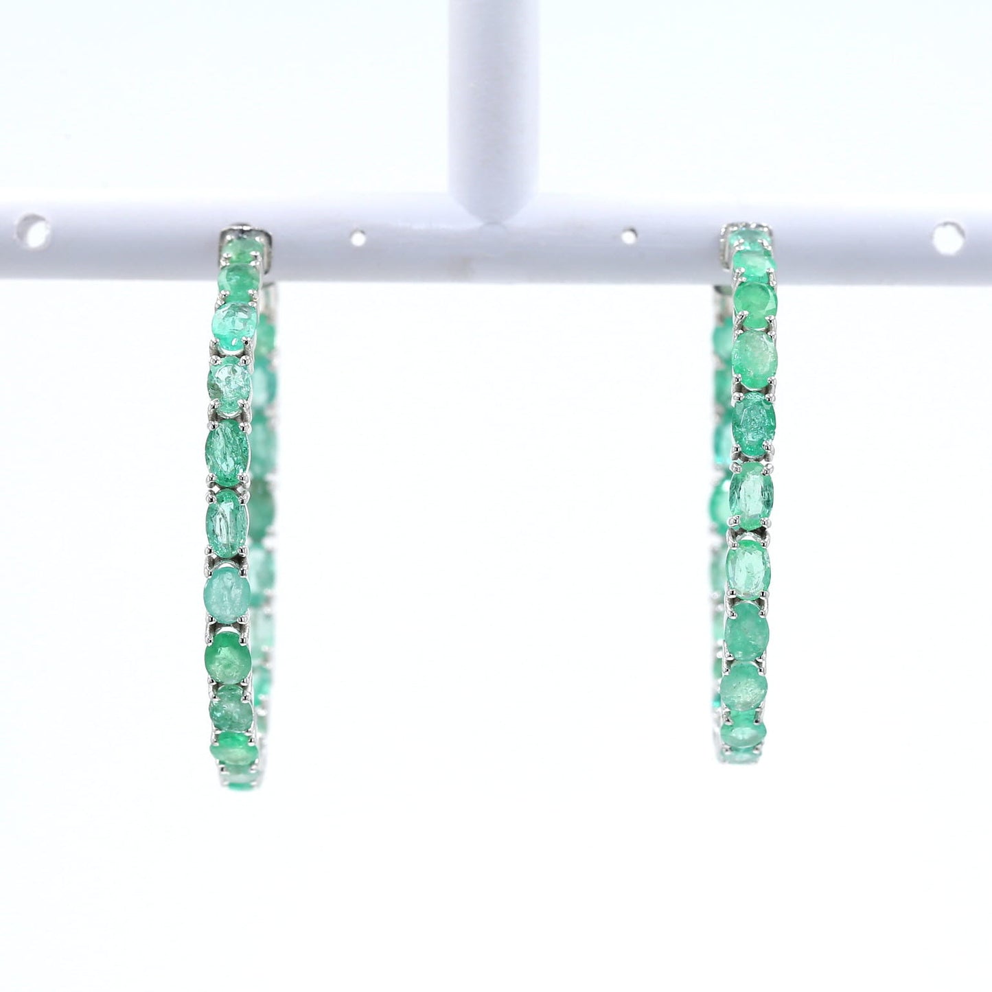 Colombian Emerald Earrings (1 pair): 12.5 ct tw Emeralds, 14K White Gold