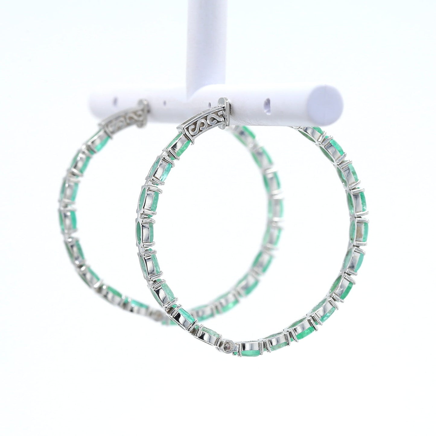 Colombian Emerald Earrings (1 pair): 12.5 ct tw Emeralds, 14K White Gold