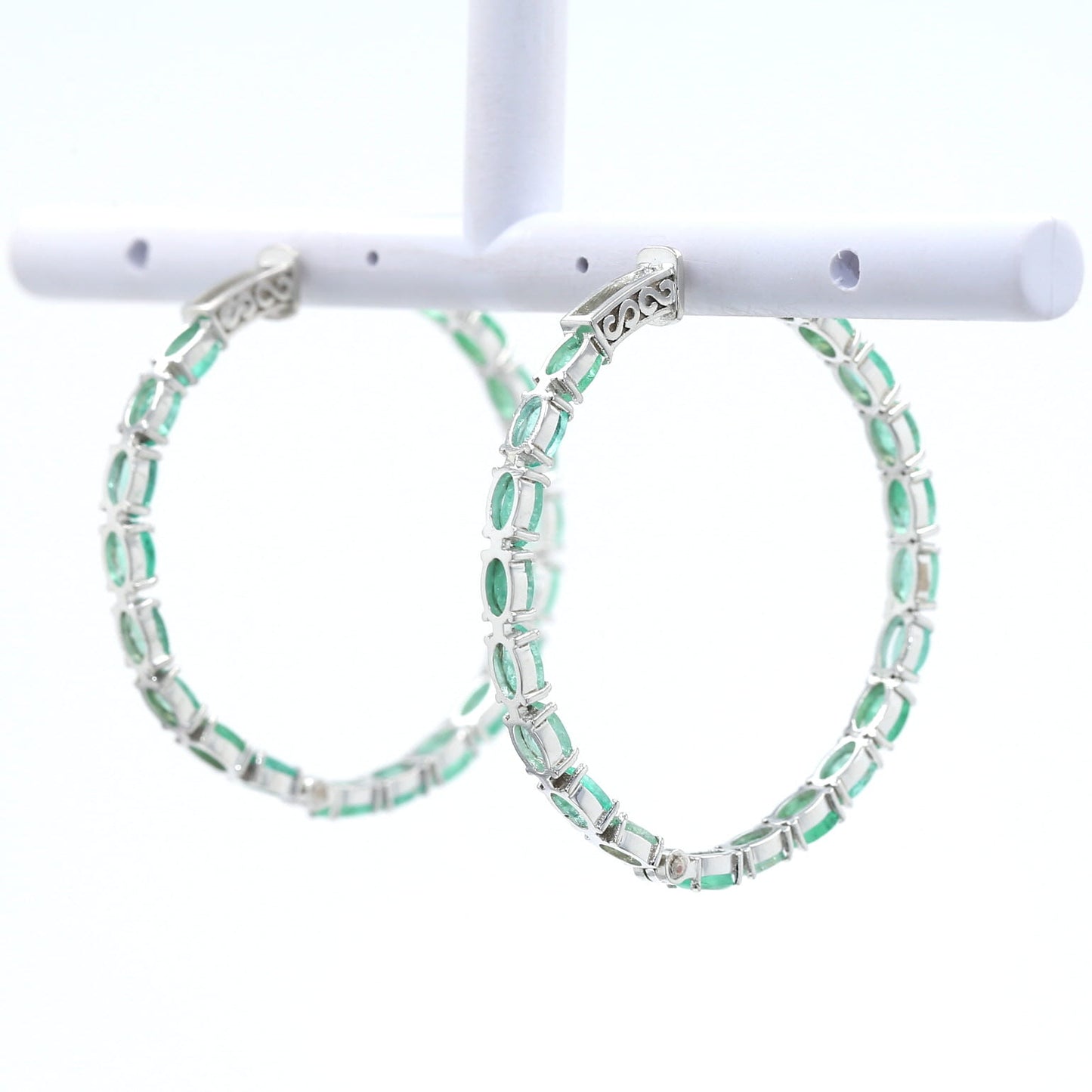 Colombian Emerald Earrings (1 pair): 12.5 ct tw Emeralds, 14K White Gold