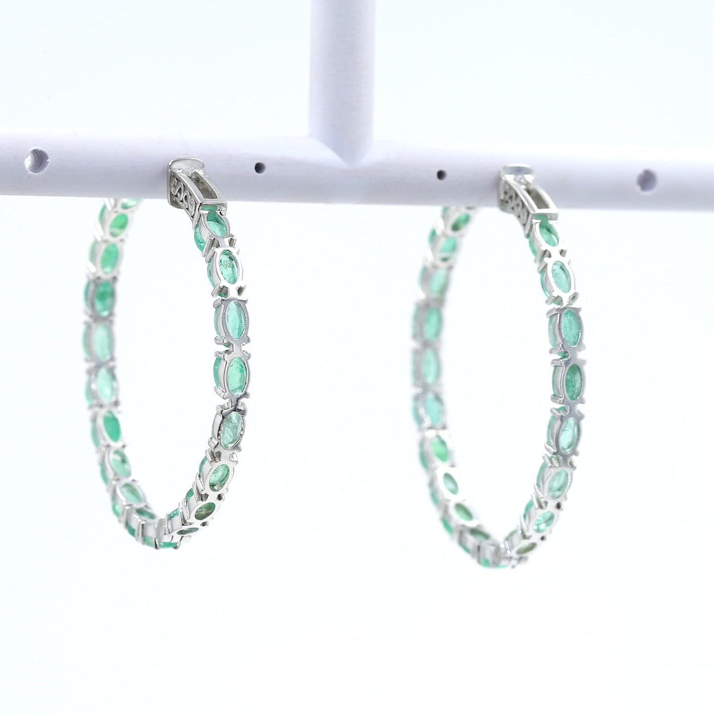 Colombian Emerald Earrings (1 pair): 12.5 ct tw Emeralds, 14K White Gold