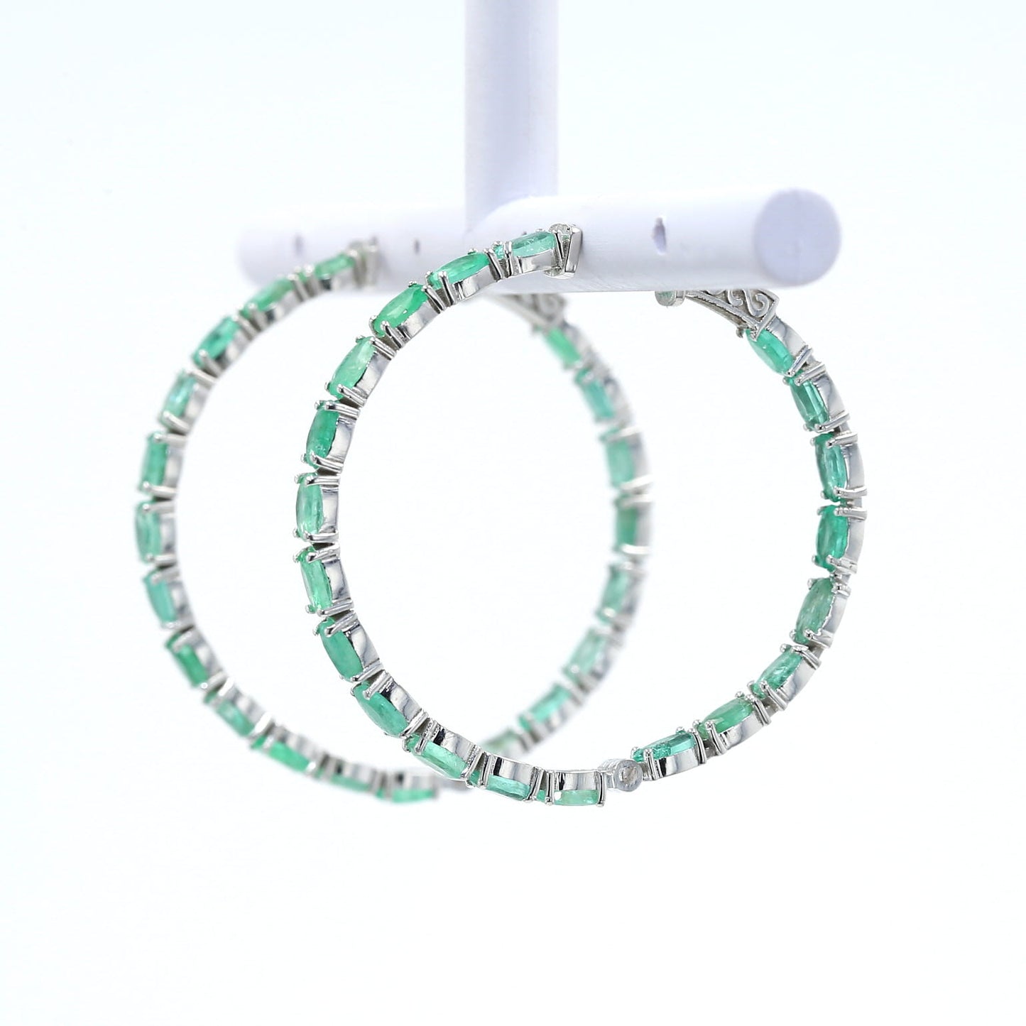 Colombian Emerald Earrings (1 pair): 12.5 ct tw Emeralds, 14K White Gold