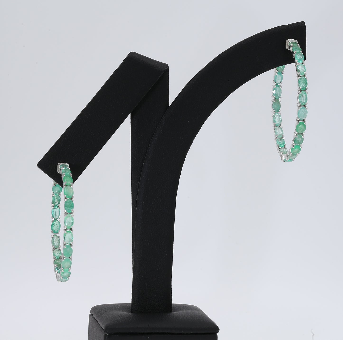 Colombian Emerald Earrings (1 pair): 12.5 ct tw Emeralds, 14K White Gold