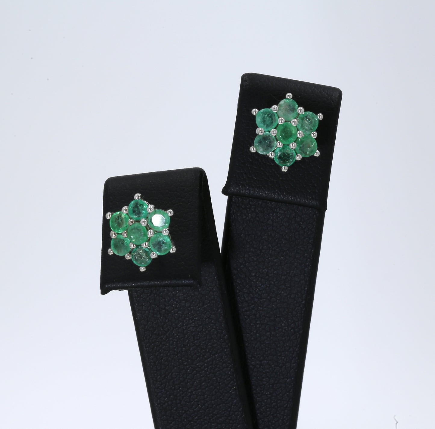 Colombian Emerald Earrings (1 pair): 2.10 ct tw Emeralds, 14K White Gold