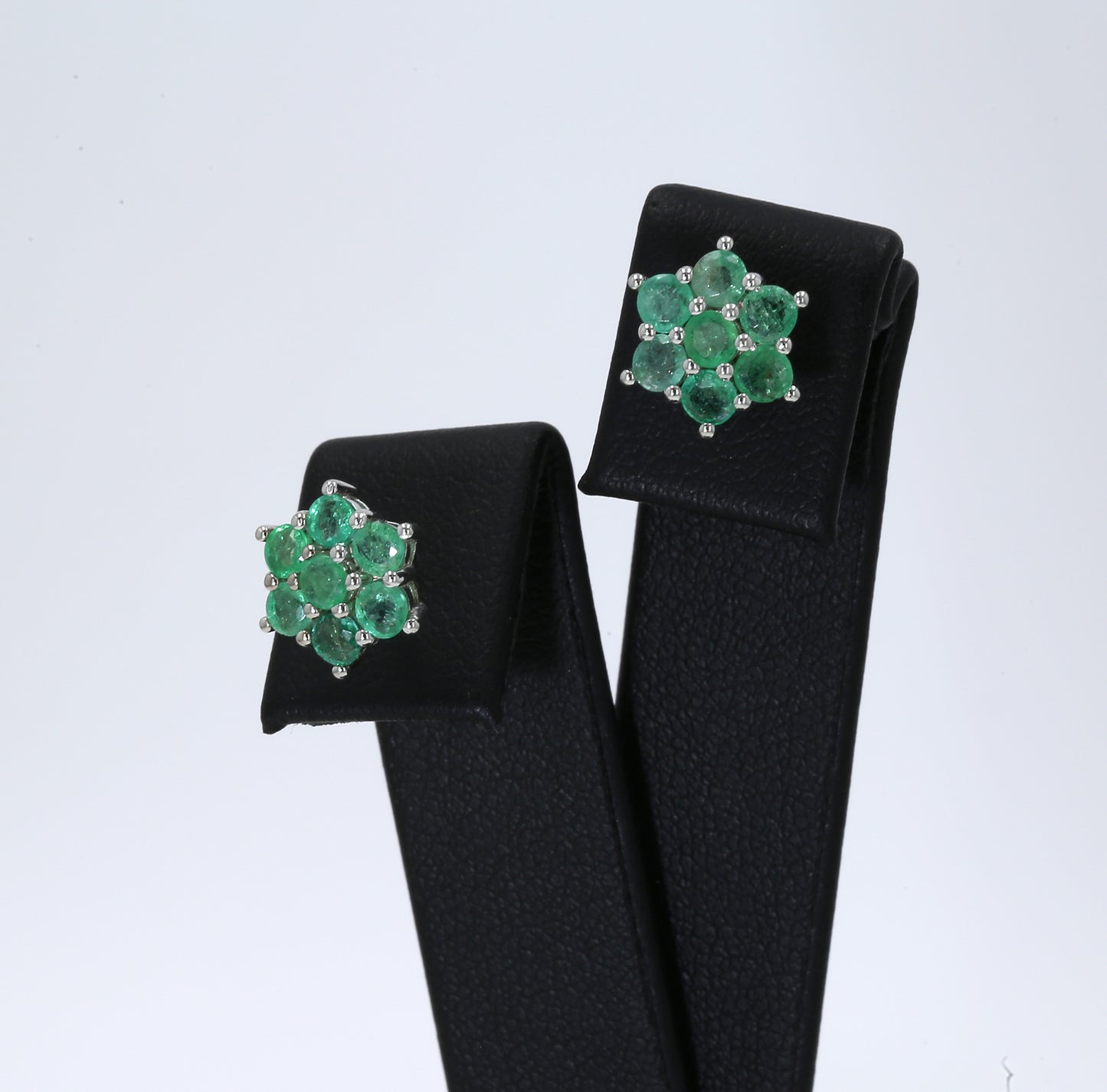 Colombian Emerald Earrings (1 pair): 2.10 ct tw Emeralds, 14K White Gold