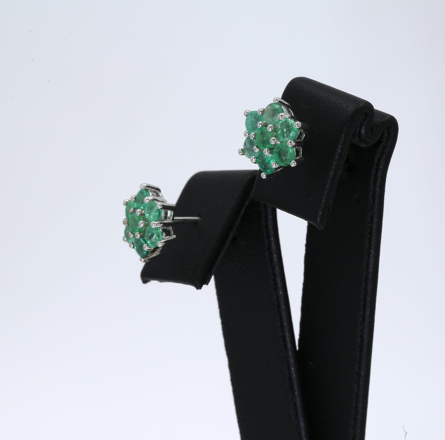 Colombian Emerald Earrings (1 pair): 2.10 ct tw Emeralds, 14K White Gold