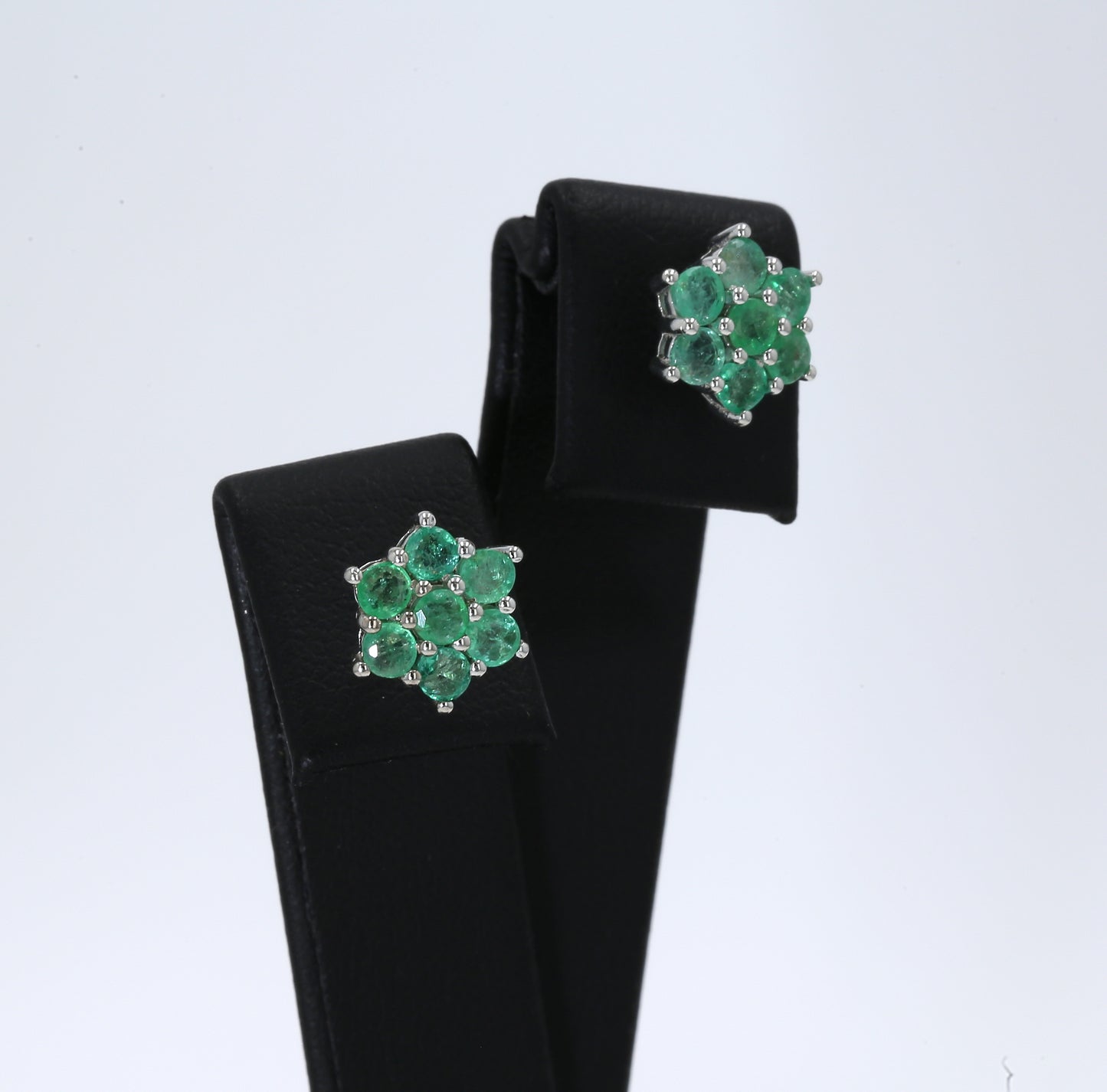 Colombian Emerald Earrings (1 pair): 2.10 ct tw Emeralds, 14K White Gold