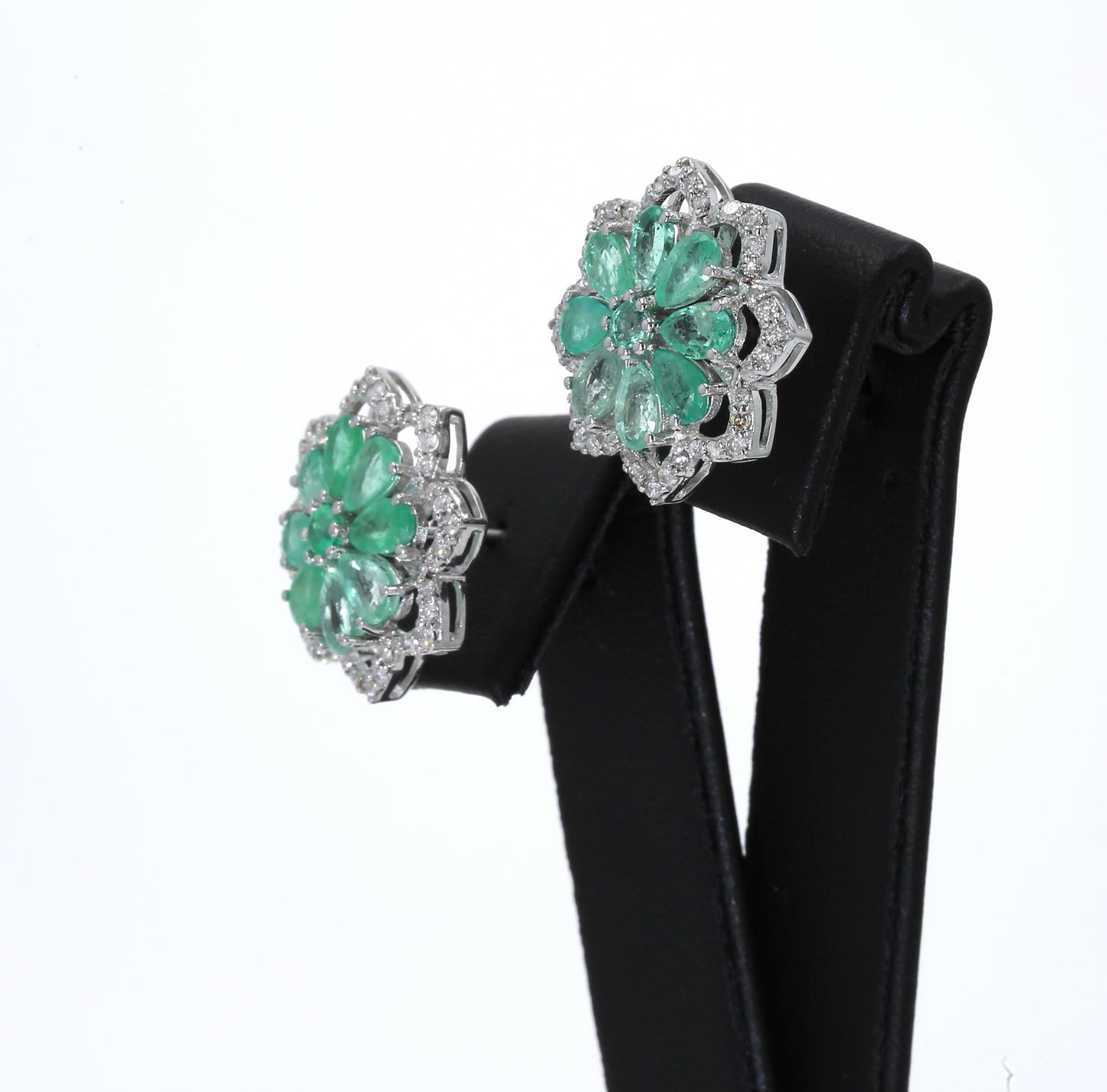 Colombian Emerald Earrings (1 pair): 2.76 ct tw Emeralds, 0.70 ct tw Diamonds, 14K White Gold