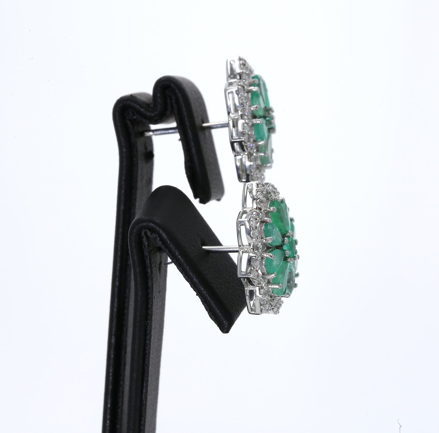 Colombian Emerald Earrings (1 pair): 2.76 ct tw Emeralds, 0.70 ct tw Diamonds, 14K White Gold